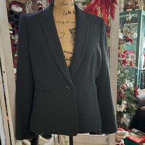 Tahari Blue White Pola-Dotted Suit Jacket Size 10